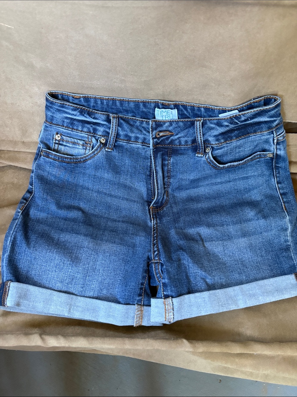 Time and Tru Dark Wash Rolled Hem Jean Shorts